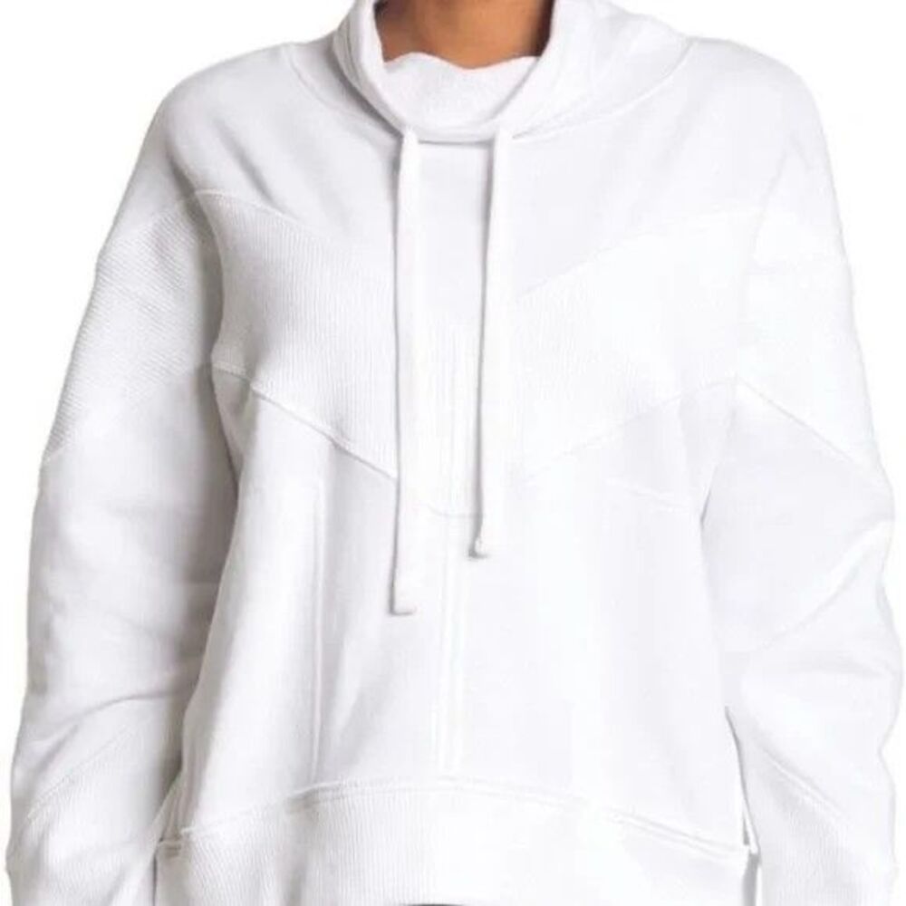 Free People Fp Movement Ivy League White Pullover Sweatshirt Funnel Neck Size XS